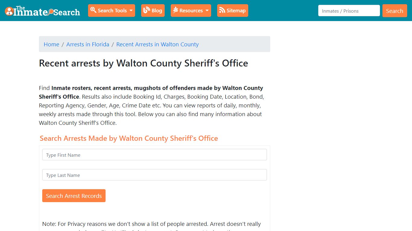 Recent arrests by Walton County Sheriff's Office